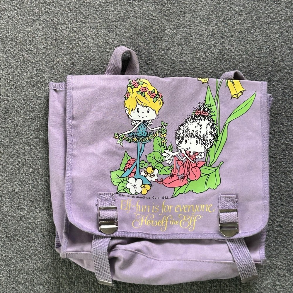 American Greetings Backpack Herself The Elf 13" Purple Canvas Girls Vintage